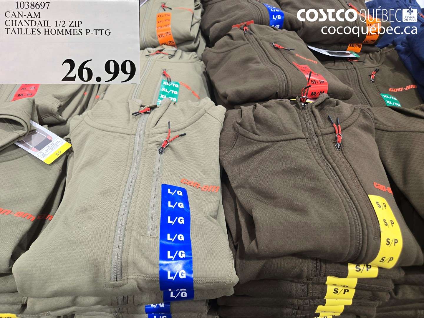 1038697 CAN-AM CHANDAIL 1/2 ZIP TAILLES HOMMES P-TTG $26.99
