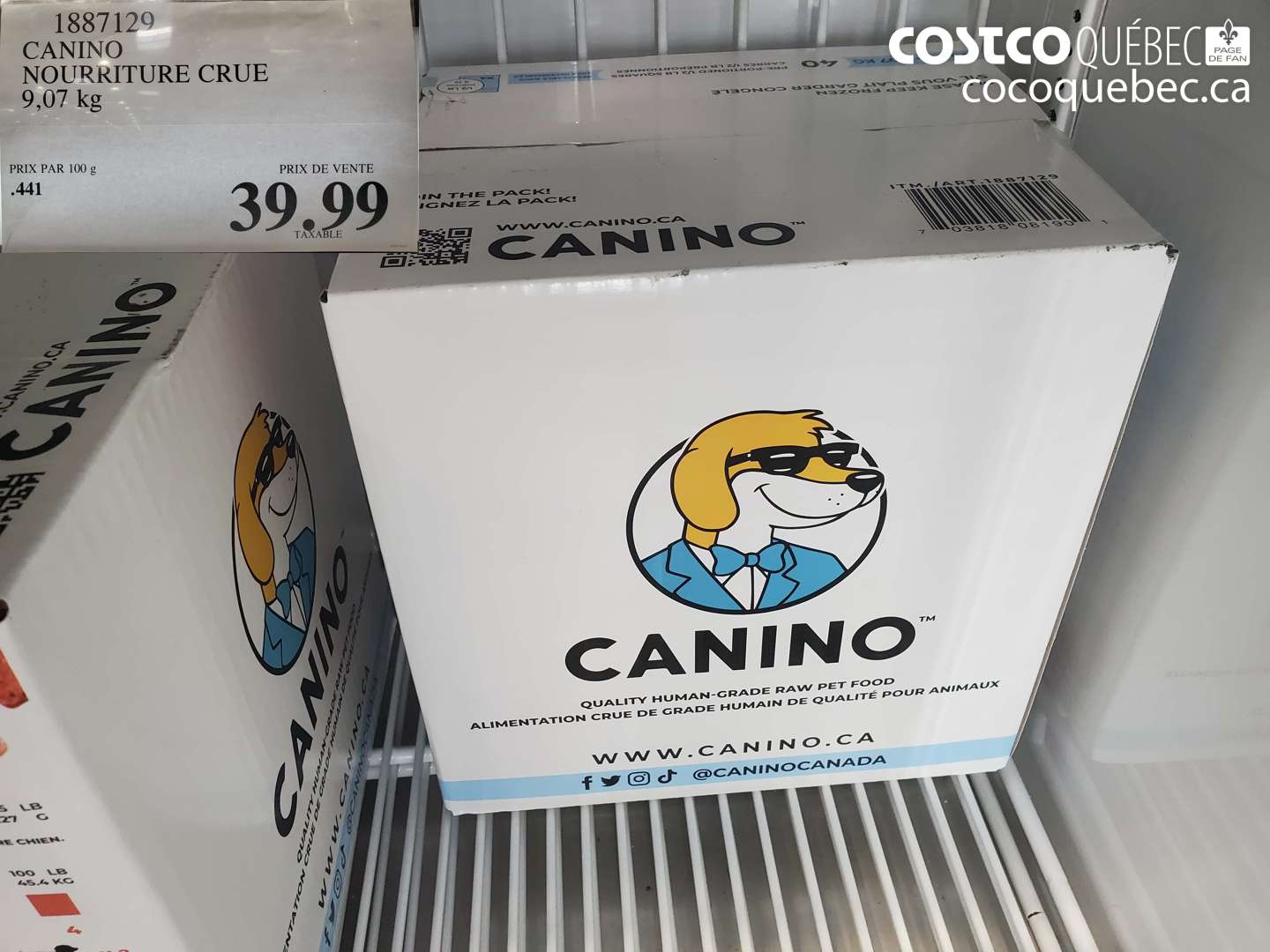 1887129 CANINO NOURRITURE CRUE 9.07 KG $39.99