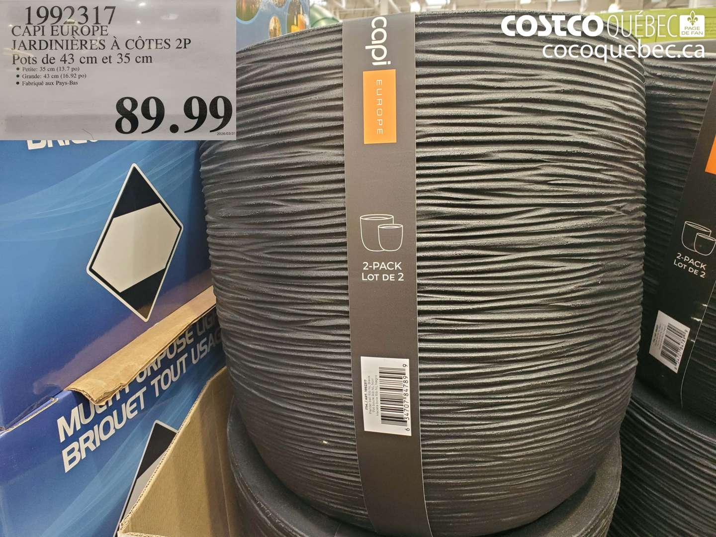 1992317 CAPI EUROPE JARDINIÈRES À CÔTES 2P $89.99