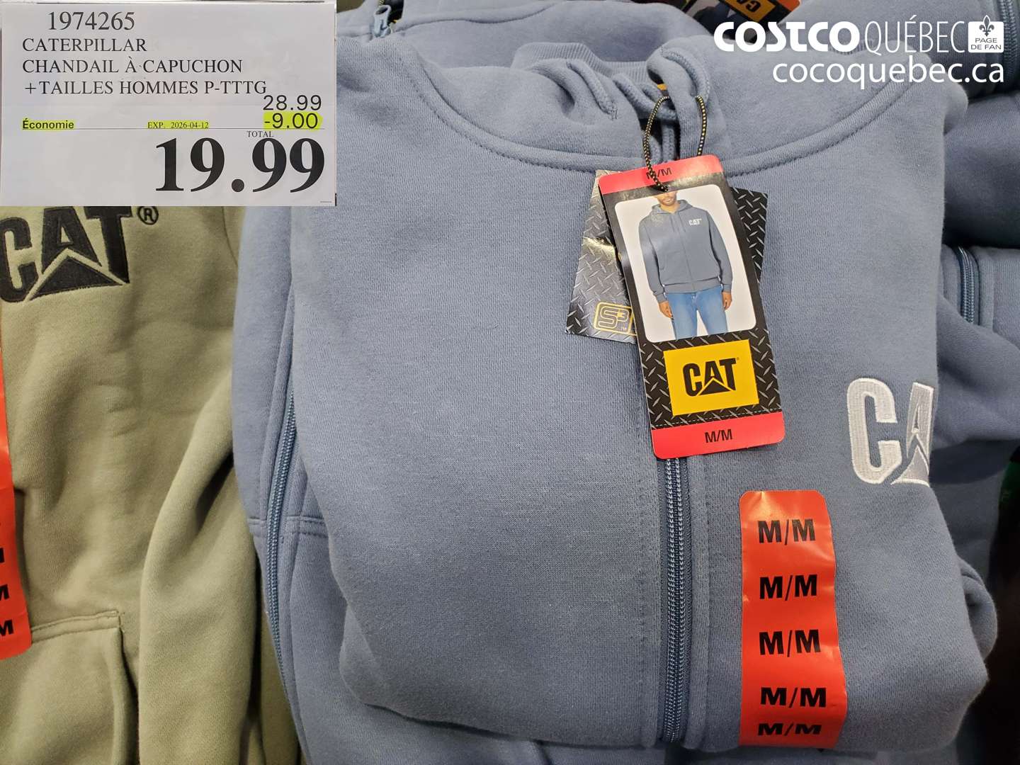 1974265 CATERPILLAR CHANDAIL À CAPUCHON + TAILLES HOMMES P-TTG ($9.00 INSTANT SAVINGS EXPIRES ON 2026-04-12) $19.99