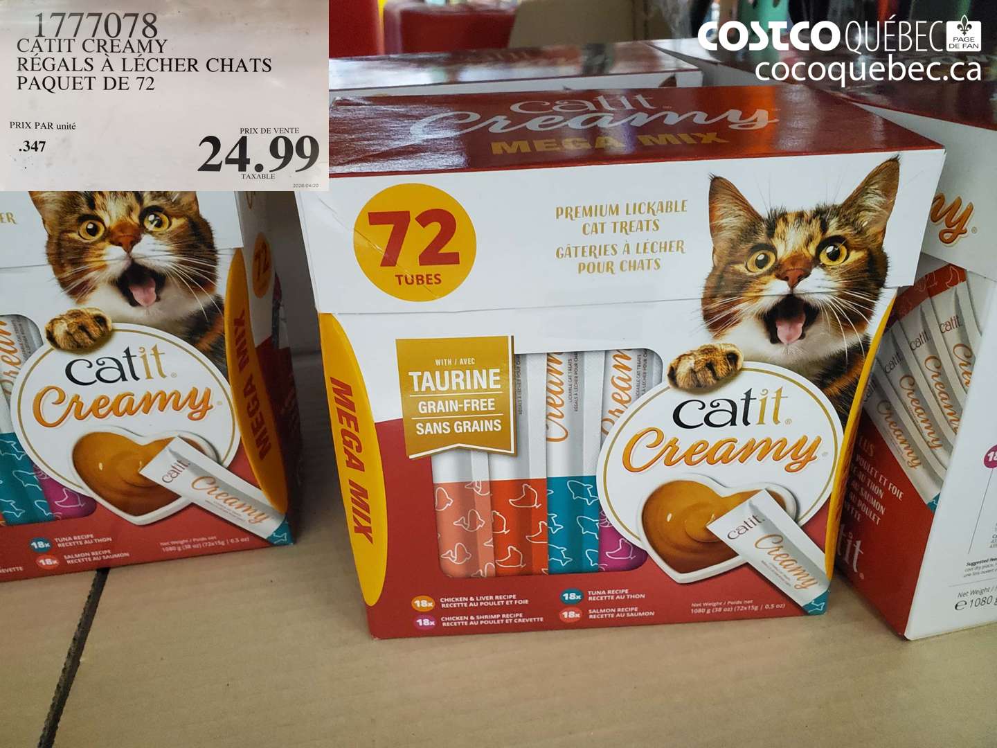 1777078 CATIT CREAMY REGALS À LÉCHER CHATS PAQUET DE 72 $24.99