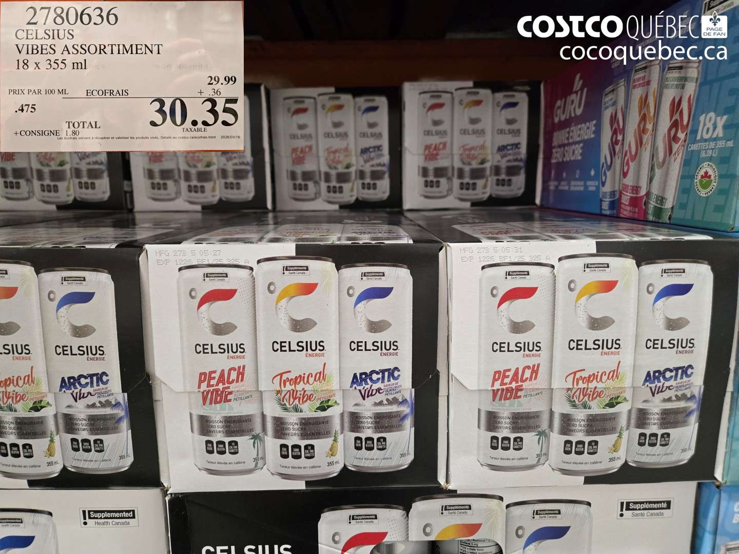 2780636 CELSIUS VIBES ASSORTIMENT 18 X 355 ML $30.35