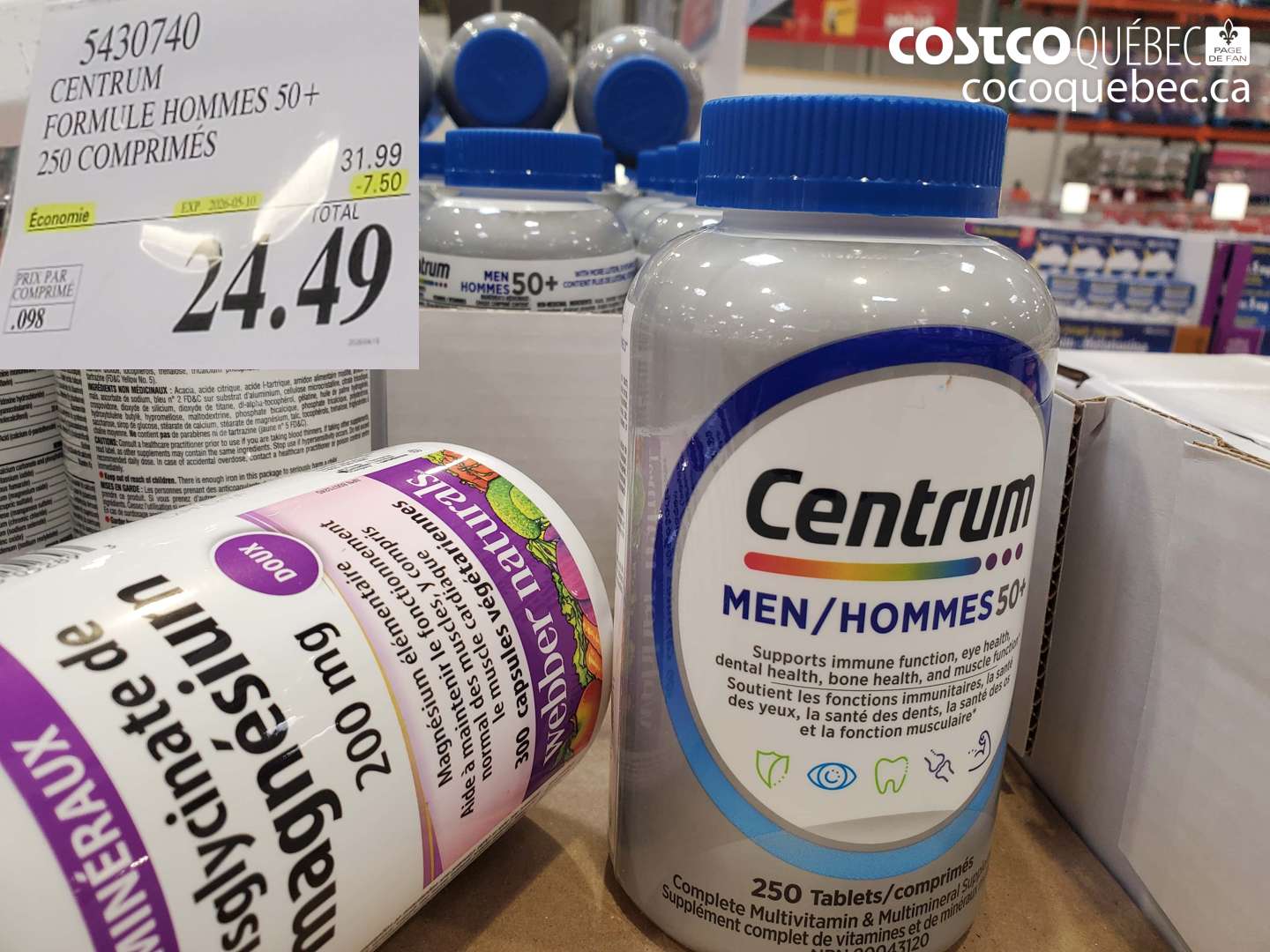 5430740 CENTRUM FORMULE HOMMES 50+ 250 COMPRIMÉS ($7.50 INSTANT SAVINGS) $24.49