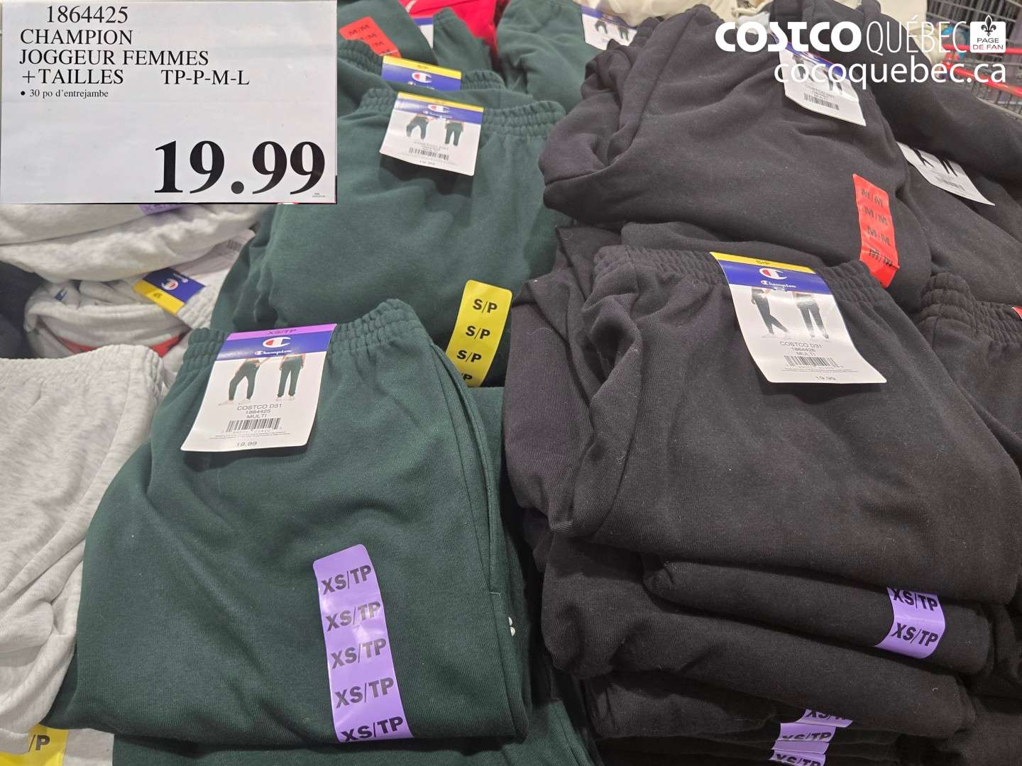 1864425 CHAMPION JOGGEUR FEMMES + TAILLES TP-P-M-L $19.99