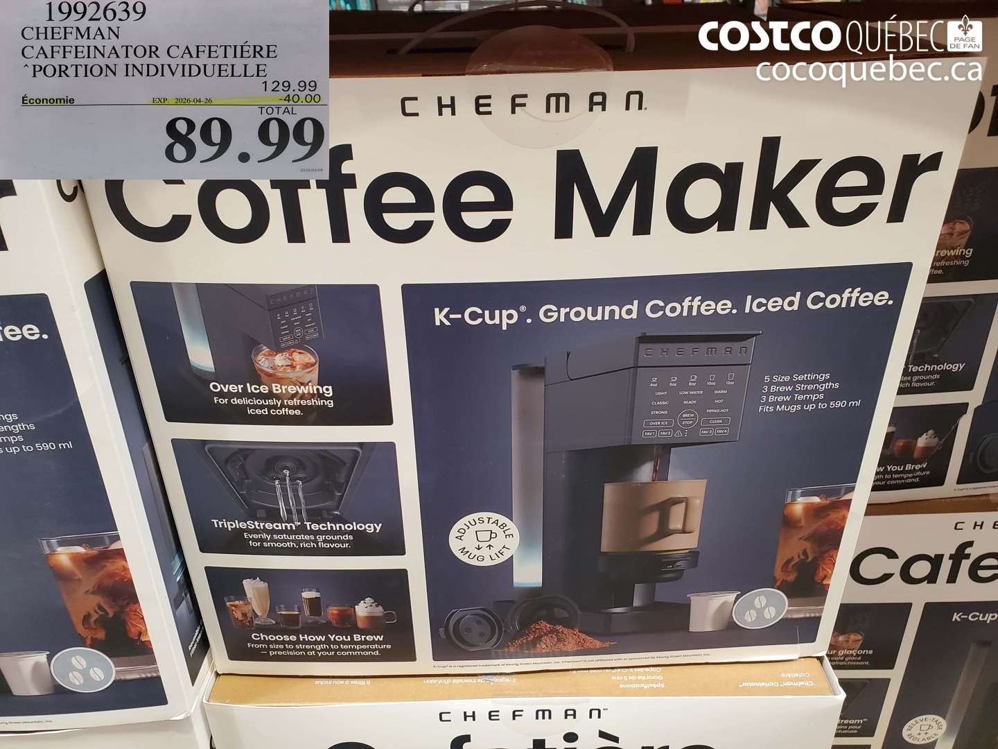 1992639 CHEFMAN CAFFEINATOR CAFÉTIÈRE PORTION INDIVIDUELLE ($40.00 INSTANT SAVINGS EXPIRES ON 2026-04-26) $89.99