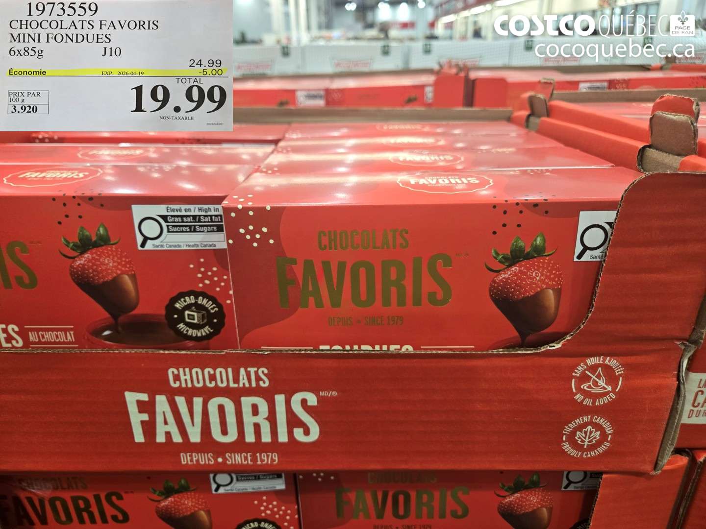 1973559 CHOCOLATS FAVORIS MINI FONDUES ($5.00 INSTANT SAVINGS EXPIRES ON 2026-04-19) $19.99