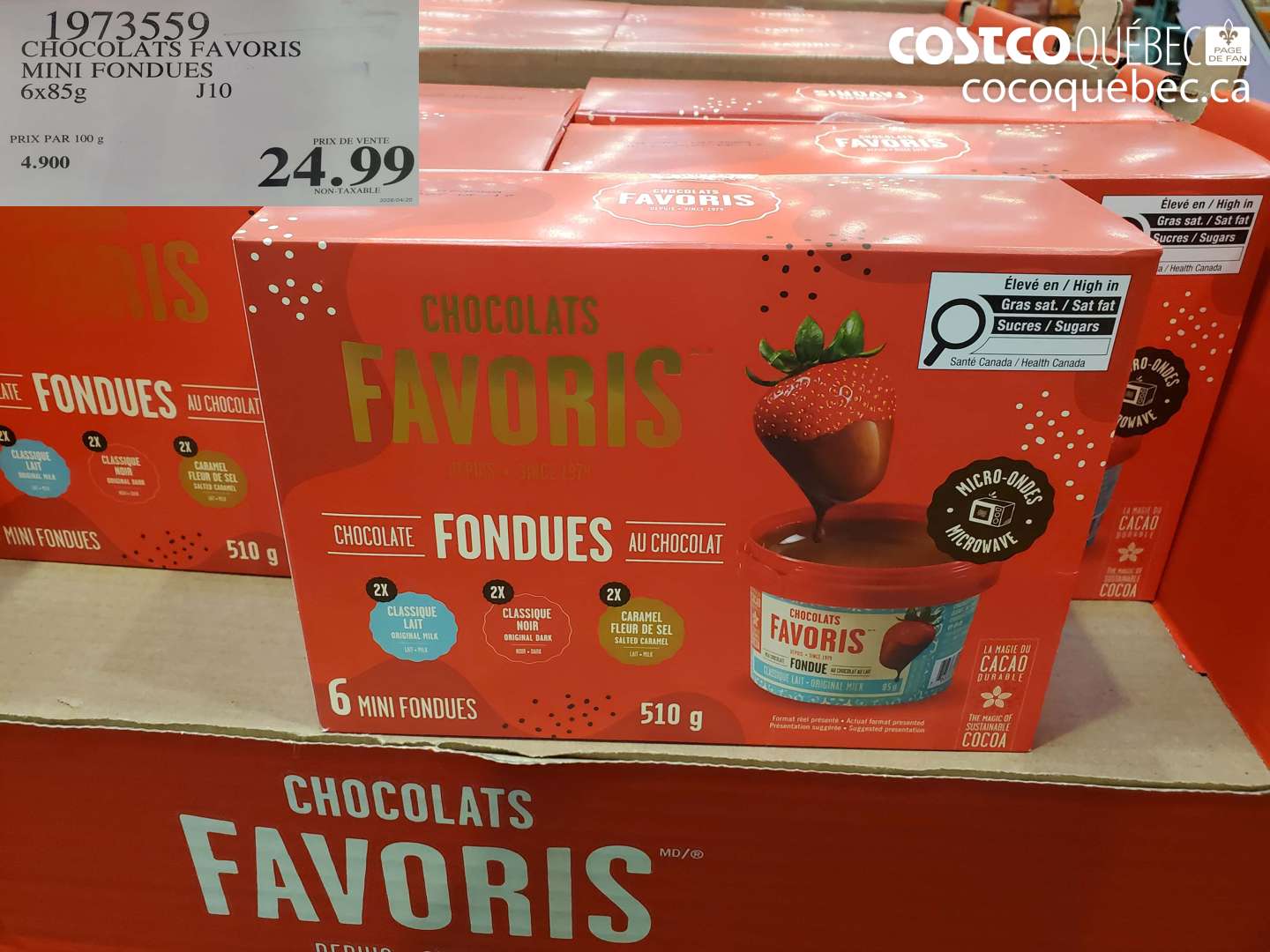 1973559 CHOCOLATS FAVORIS MINI FONDUES $24.99