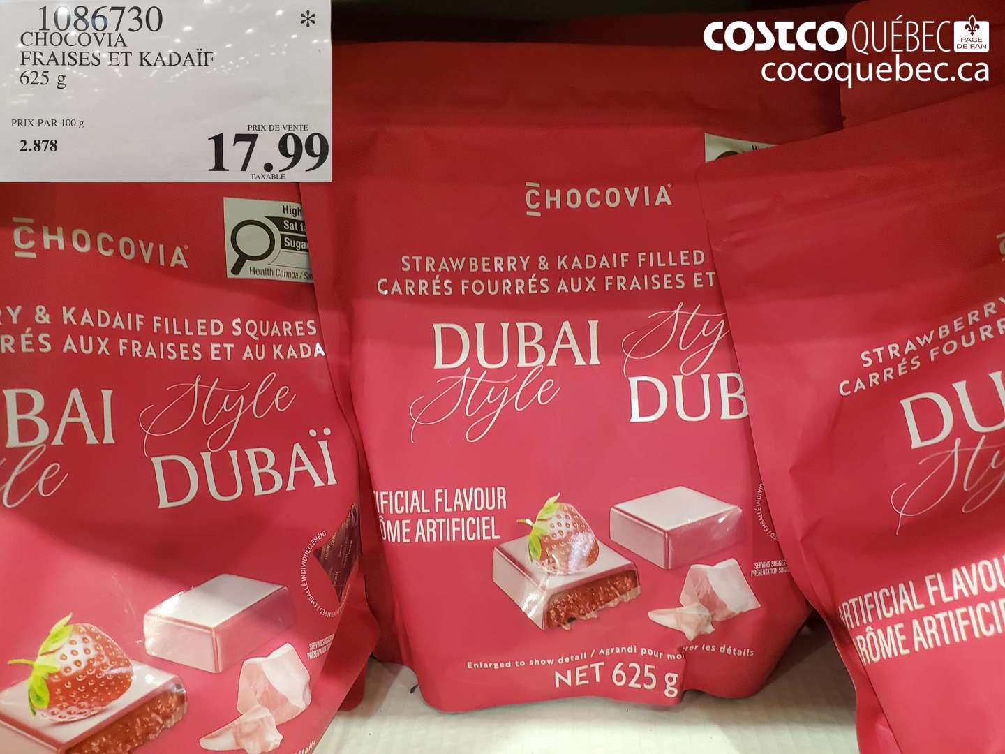 1086730 CHOCOVIA FRAISES ET KADAÏF 625 G $17.99