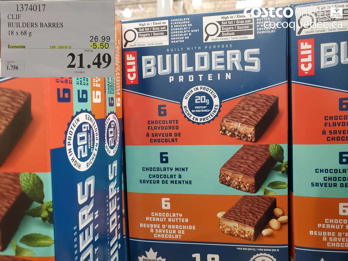 1374017 CLIF BUILDERS BARRES ($5.50 INSTANT SAVINGS EXPIRES ON 2026-05-10) $21.49