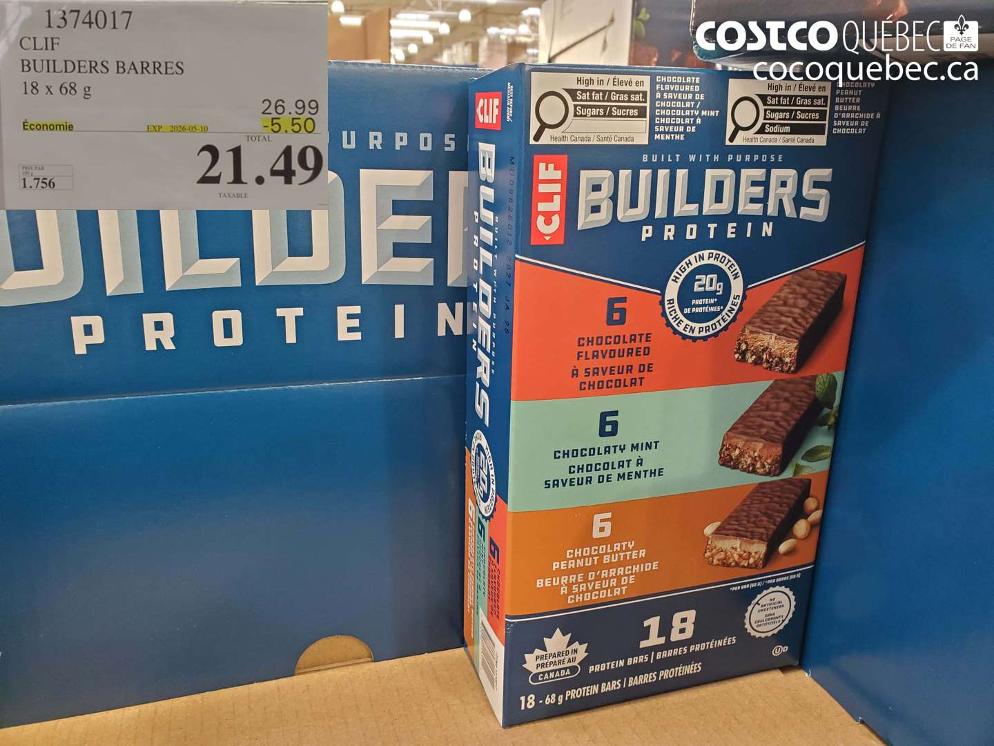 1374017 CLIF BUILDERS BARRES ($5.50 INSTANT SAVINGS EXPIRES ON 2026-05-10) $21.49