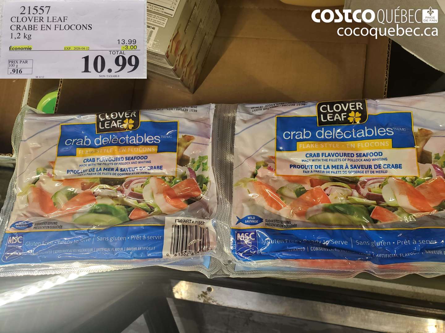 21557 CLOVER LEAF CRABE EN FLOCONS 1,2 KG ($3.00 INSTANT SAVINGS EXPIRES ON 2026-04-12) $10.99