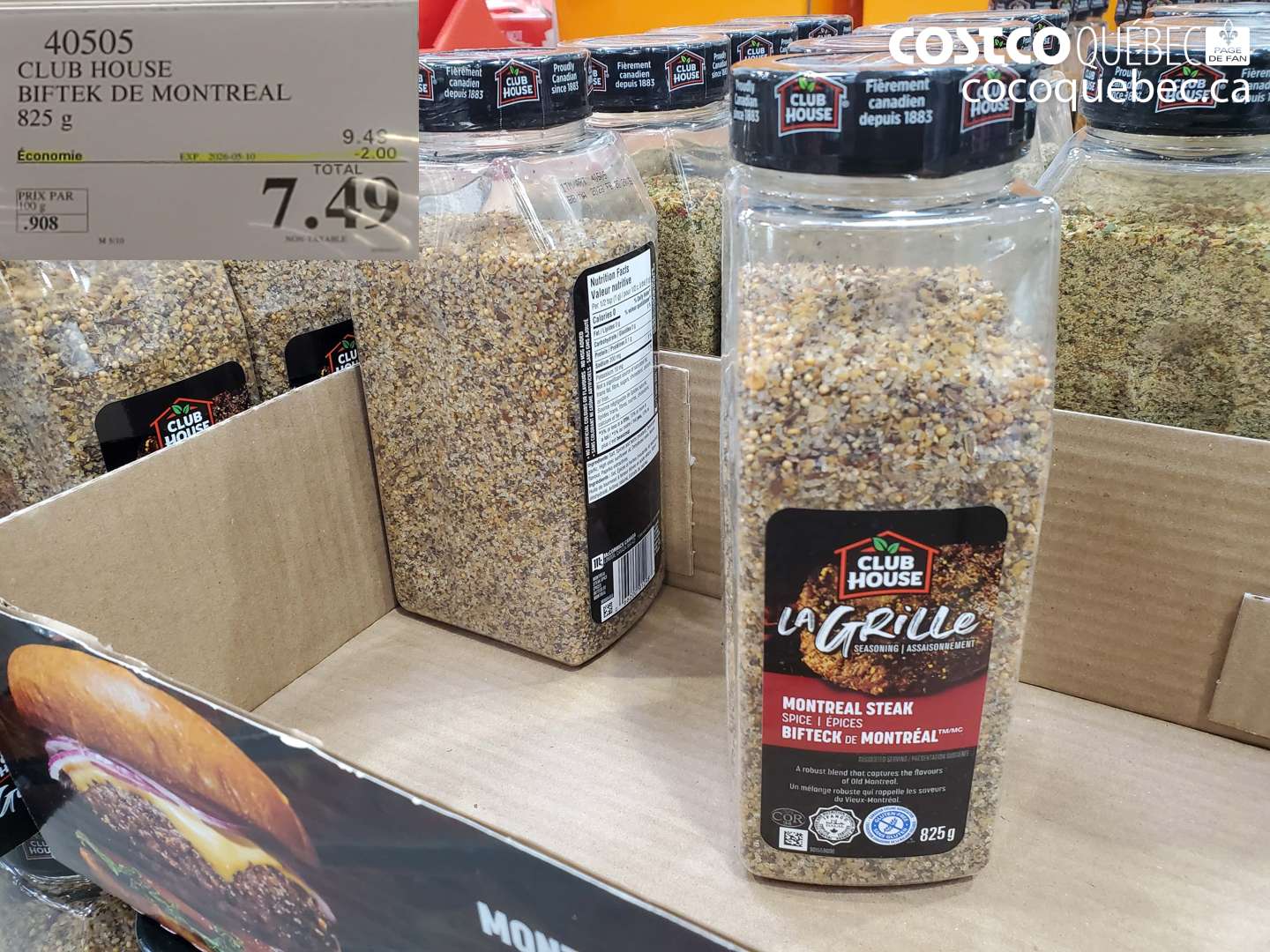 40505 CLUB HOUSE BIFTEK DE MONTREAL 825 G ($2.00 INSTANT SAVINGS EXPIRES ON 2026-05-10) $7.49