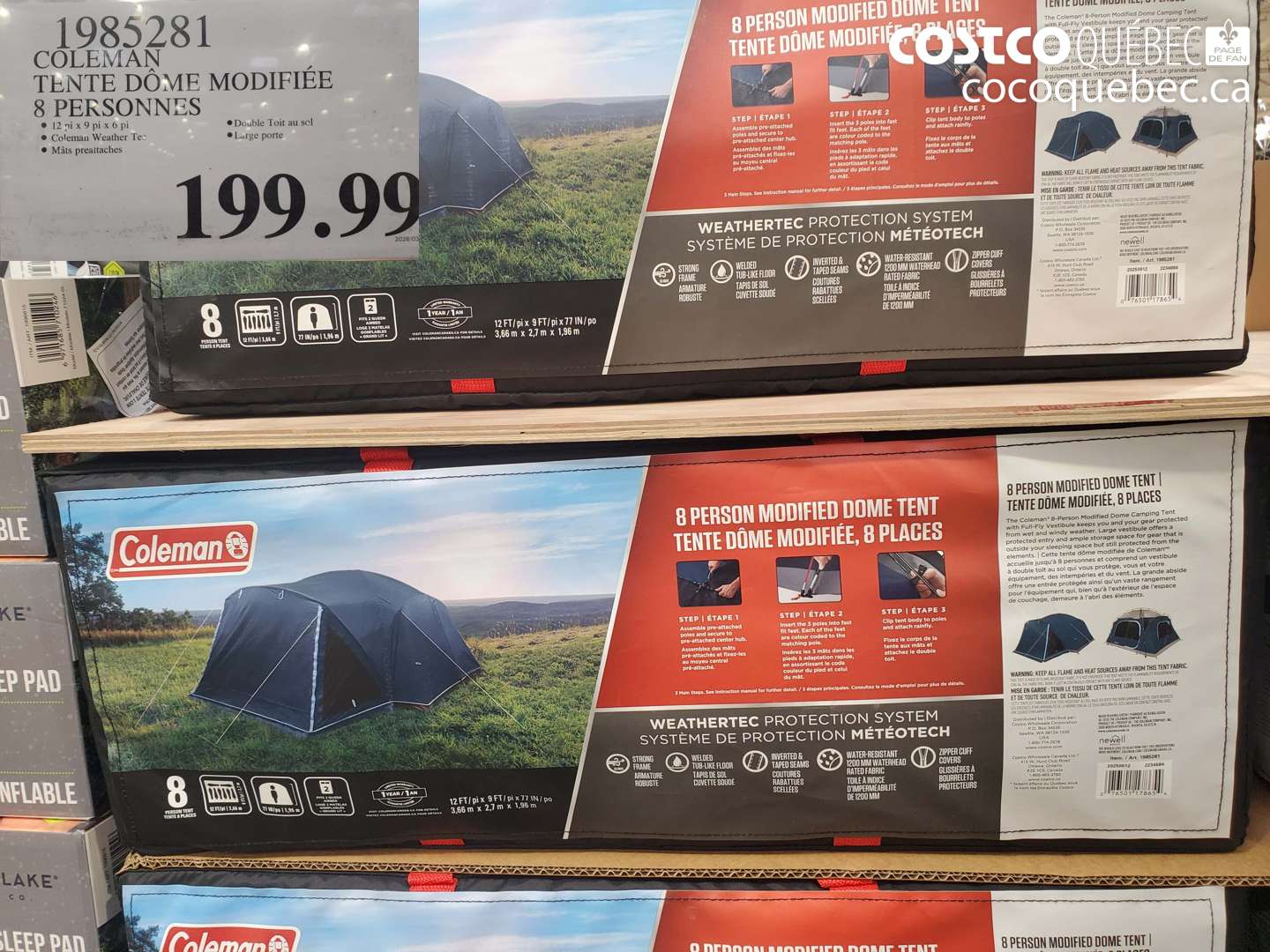 1985281 COLEMAN TENTE DÔME MODIFIÉE 8 PERSONNES $199.99