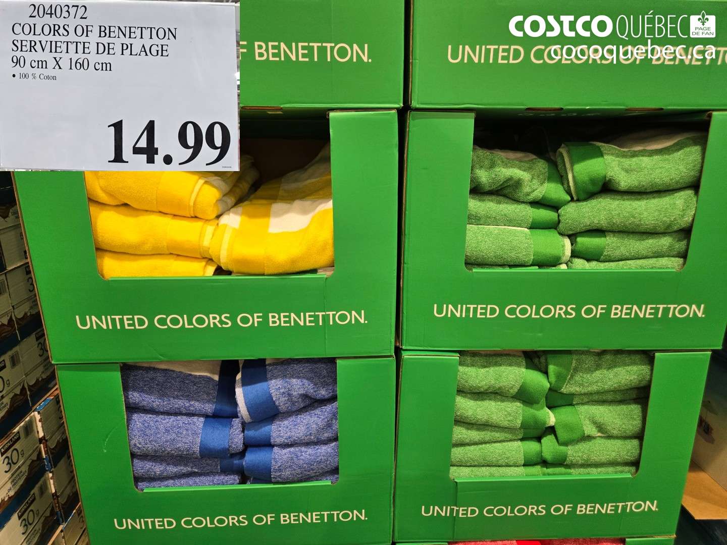 2040372 COLORS OF BENETTON SERVIETTE DE PLAGE 90 CM X 160 CM $14.99