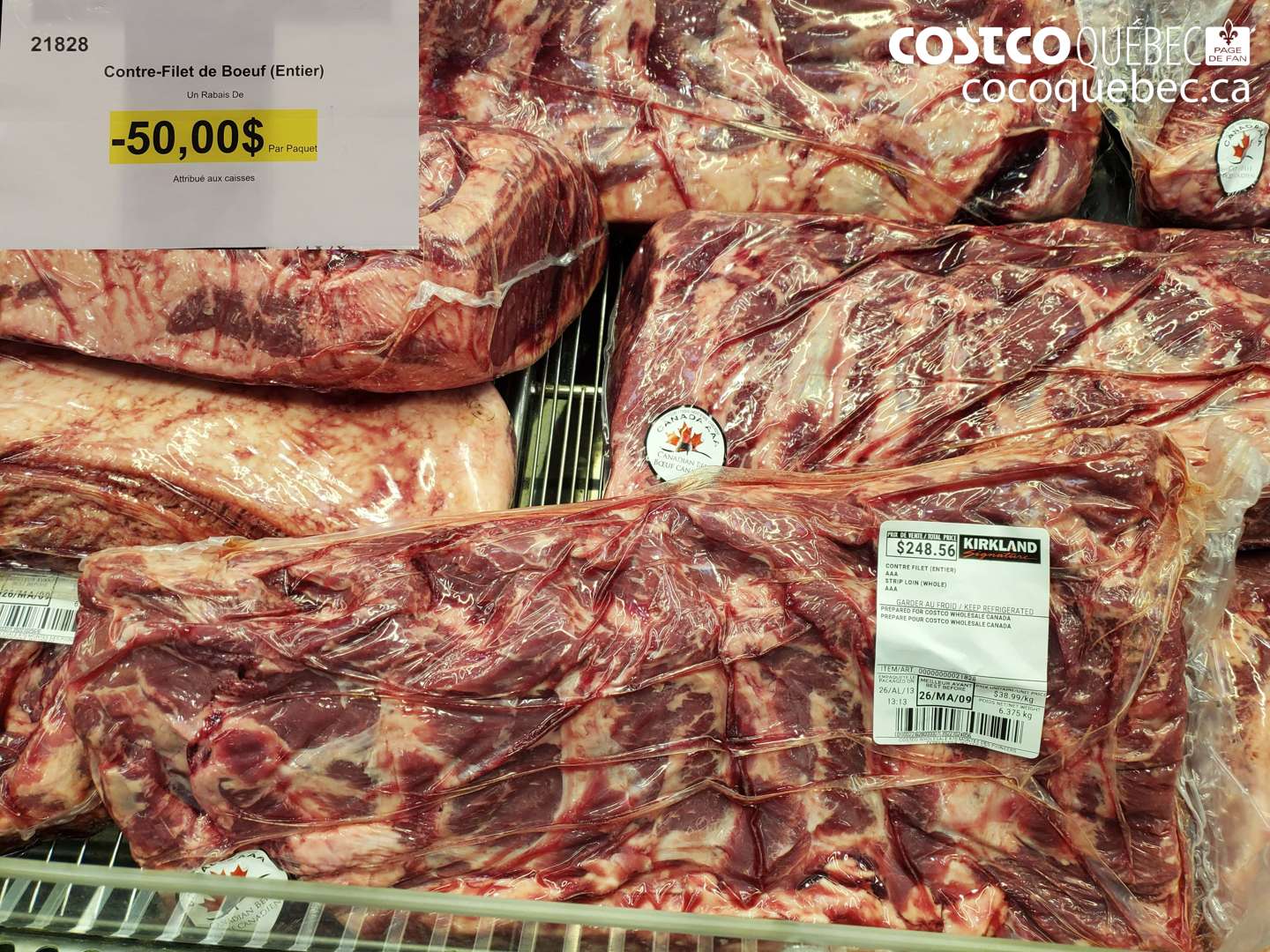 21828 CONTRE-FILET DE BOEUF (ENTIER) ($50.00 INSTANT SAVINGS)