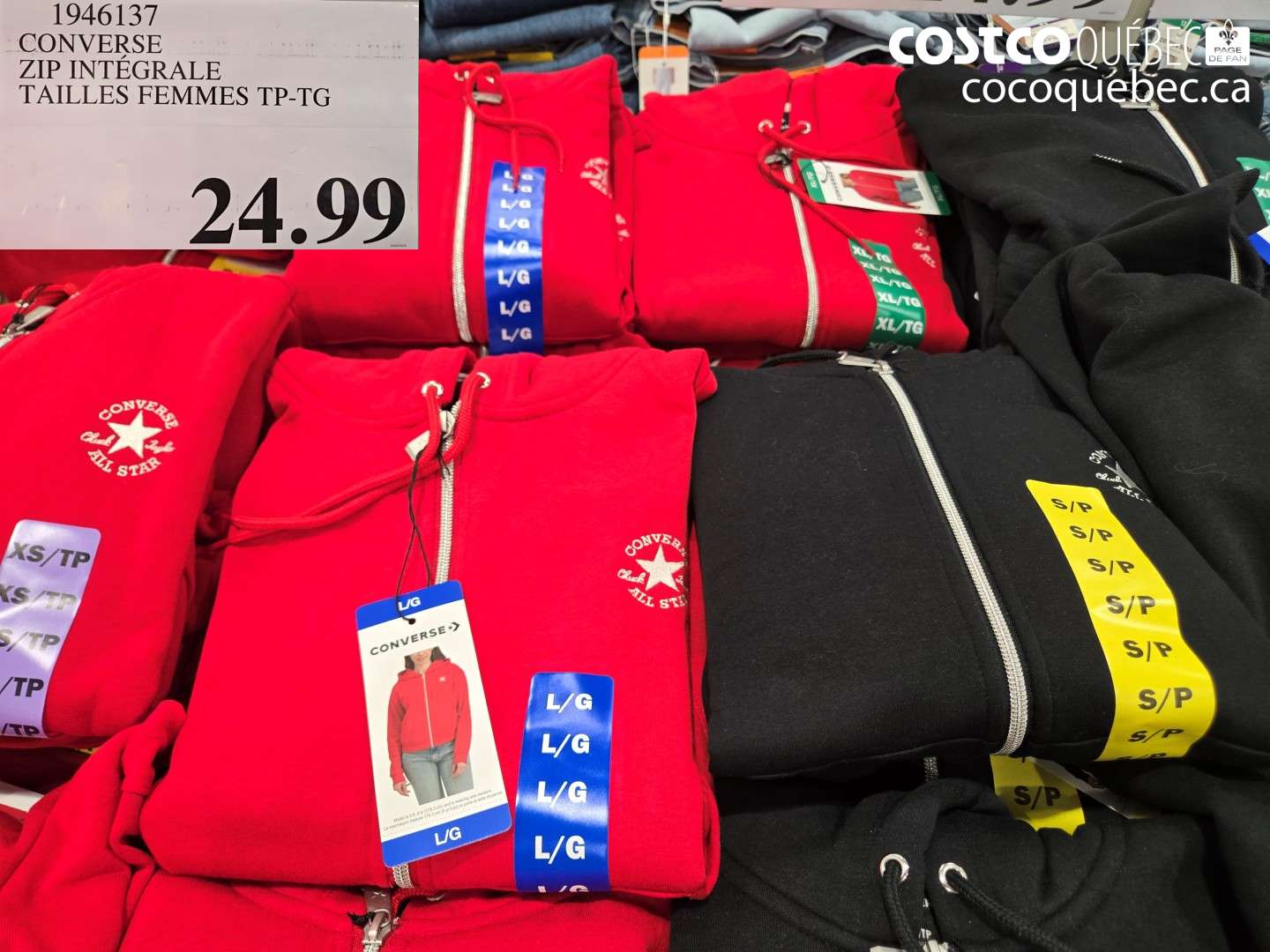 1946137 CONVERSE ZIP INTÉGRALE TAILLES FEMMES TP-TG $24.99