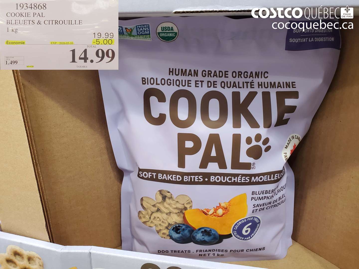 1934868 COOKIE PAL BLEUETS & CITROUILLE 1KG ($5.00 INSTANT SAVINGS EXPIRES ON 2026-05-10) $14.99