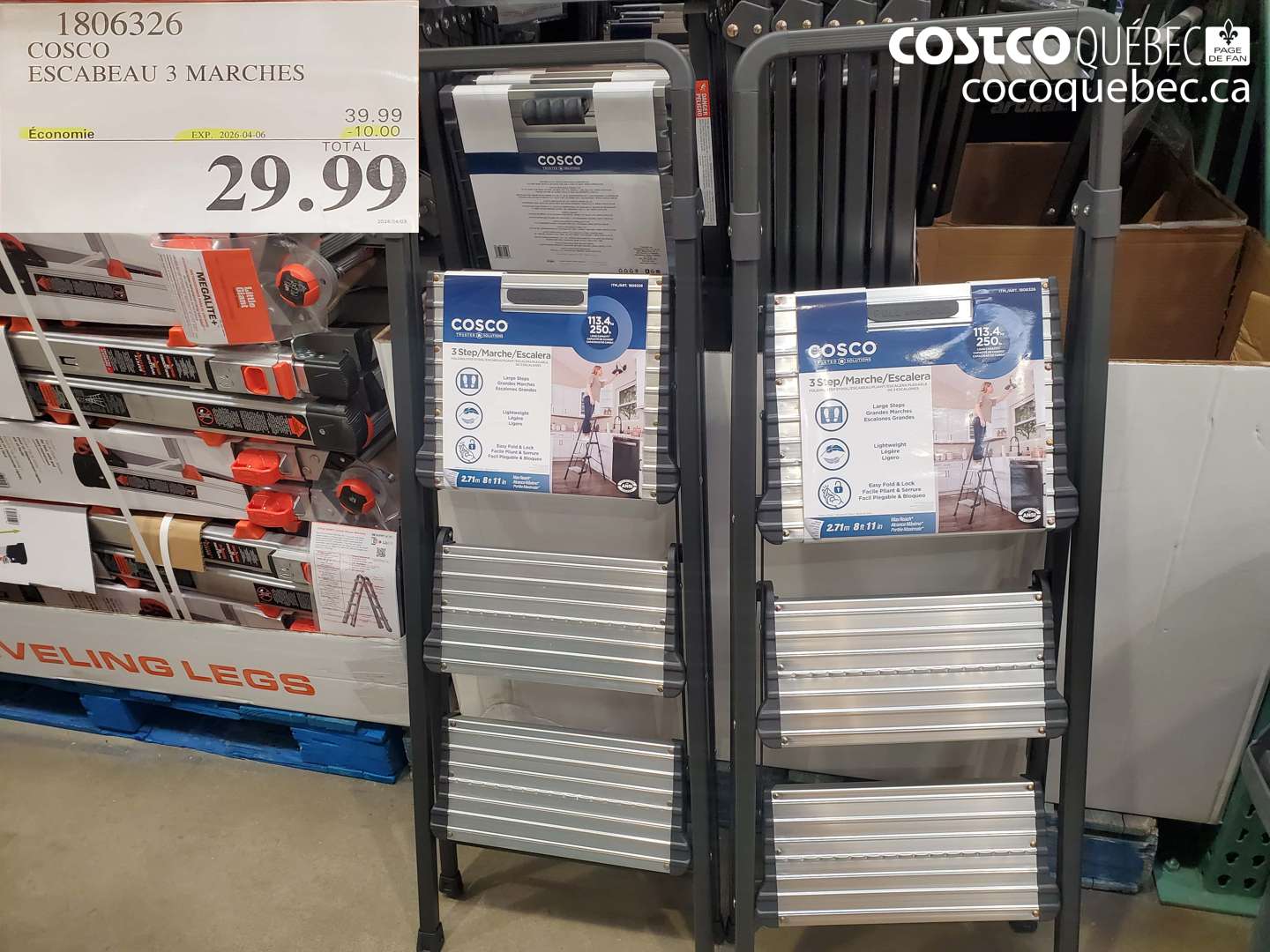 1806326 COSCO ESCABEAU 3 MARCHES ($10.00 INSTANT SAVINGS EXPIRES ON 2026-04-06) $29.99