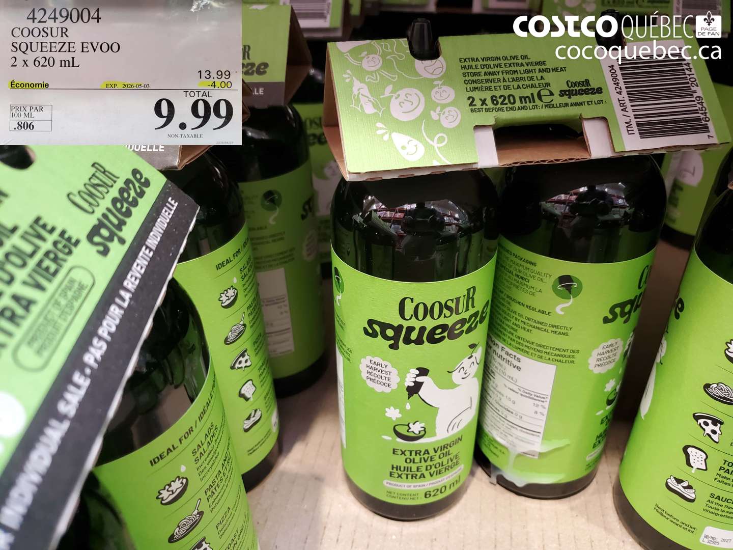 4249004 COSUR SQUEEZE EVOO 2 X 620 ML ($4.00 INSTANT SAVINGS EXPIRES ON 2026-05-03) $9.99