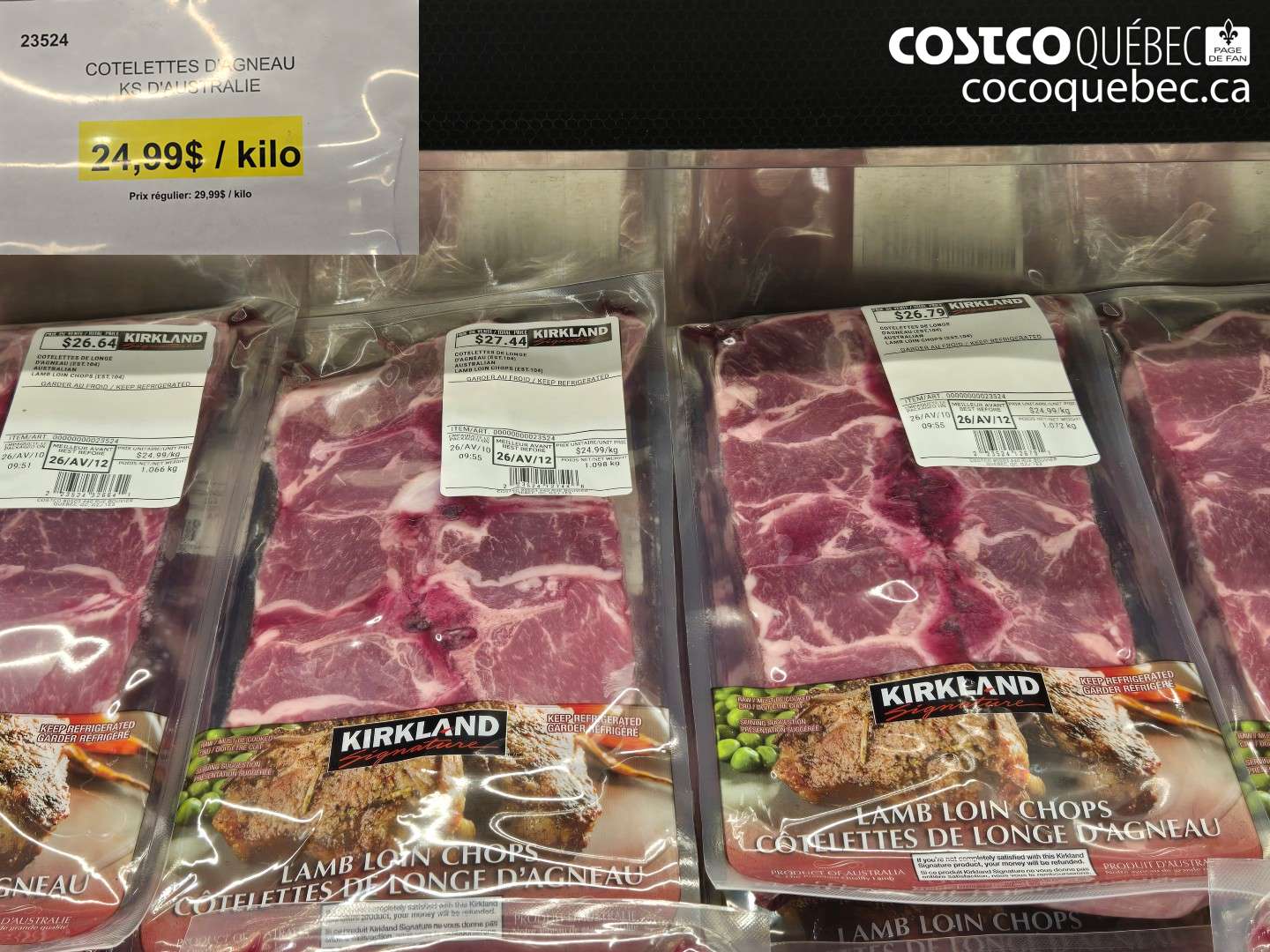 23524 COTELETTES D'AGNEAU KS D'AUSTRALIE $24.99