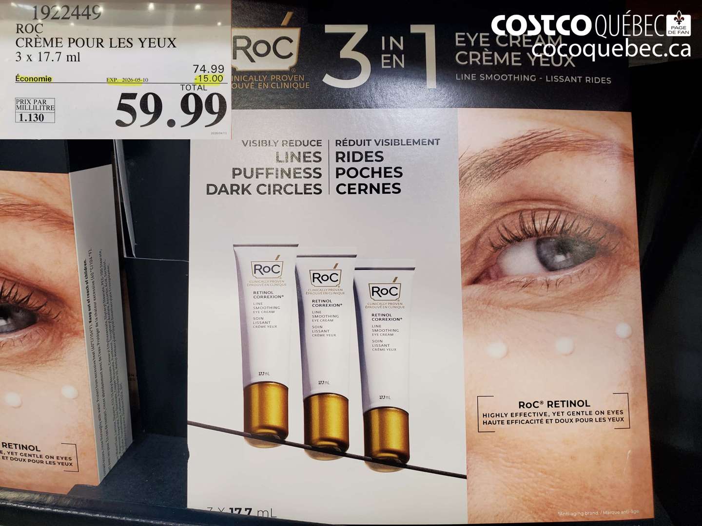 1922449 CRÈME POUR LES YEUX ($15.00 INSTANT SAVINGS EXPIRES ON 2026-05-10) $59.99
