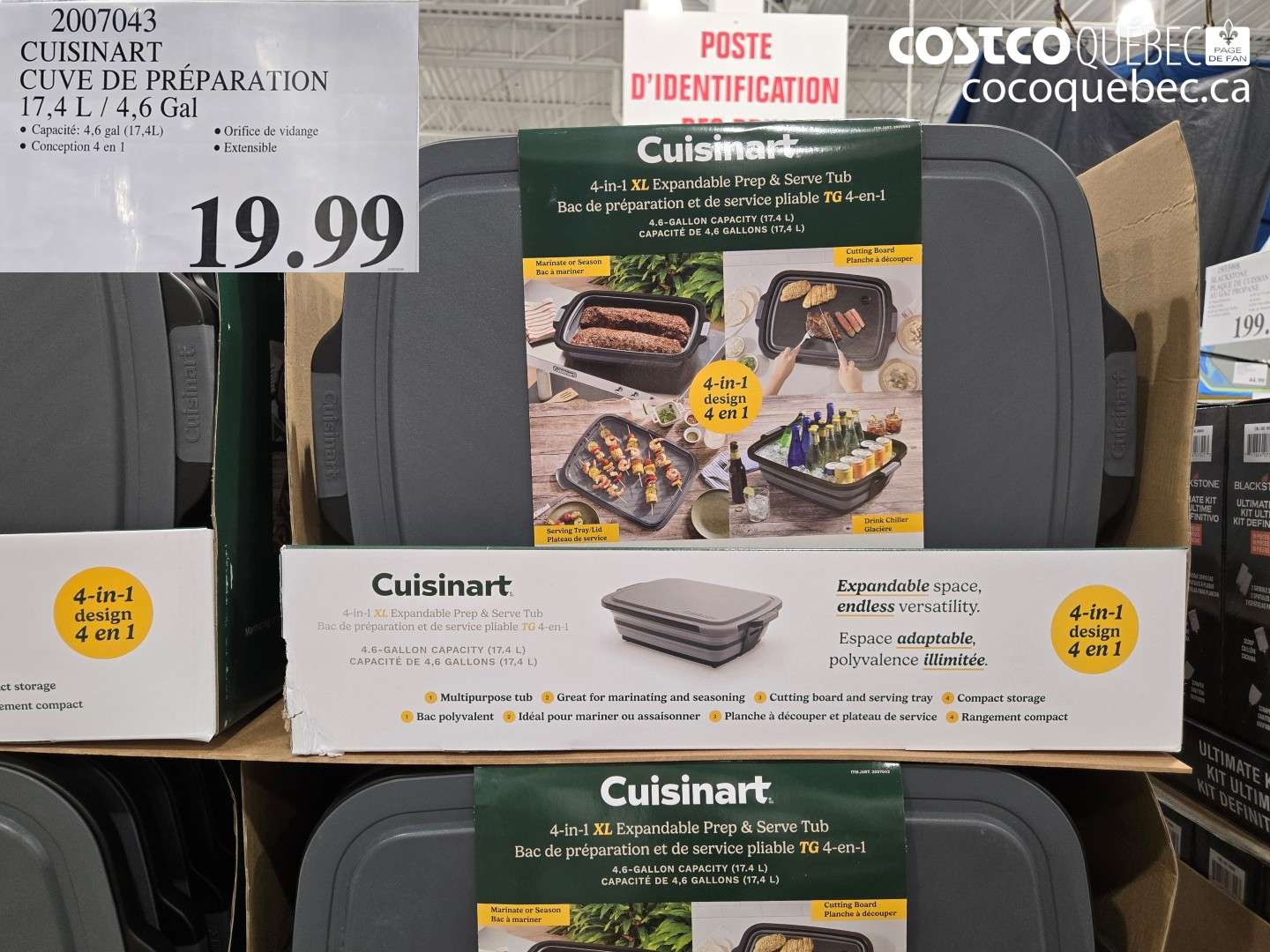 2007043 CUISINART CUBE DE PREPARATION 17,4 L / 4,6 GAL $19.99