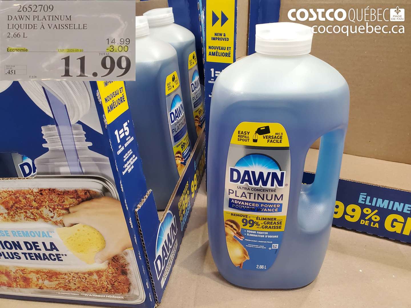 2652709 DAWN PLATINUM LIQUIDE A VAISSELLE ($3.00 INSTANT SAVINGS EXPIRES ON 2026-05-10) $11.99