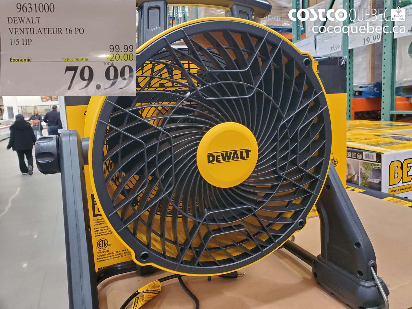 9631000 DEWALT VENTILATEUR 16 PO 1/5 HP ($20.00 INSTANT SAVINGS EXPIRES ON 2026-05-10) $79.99