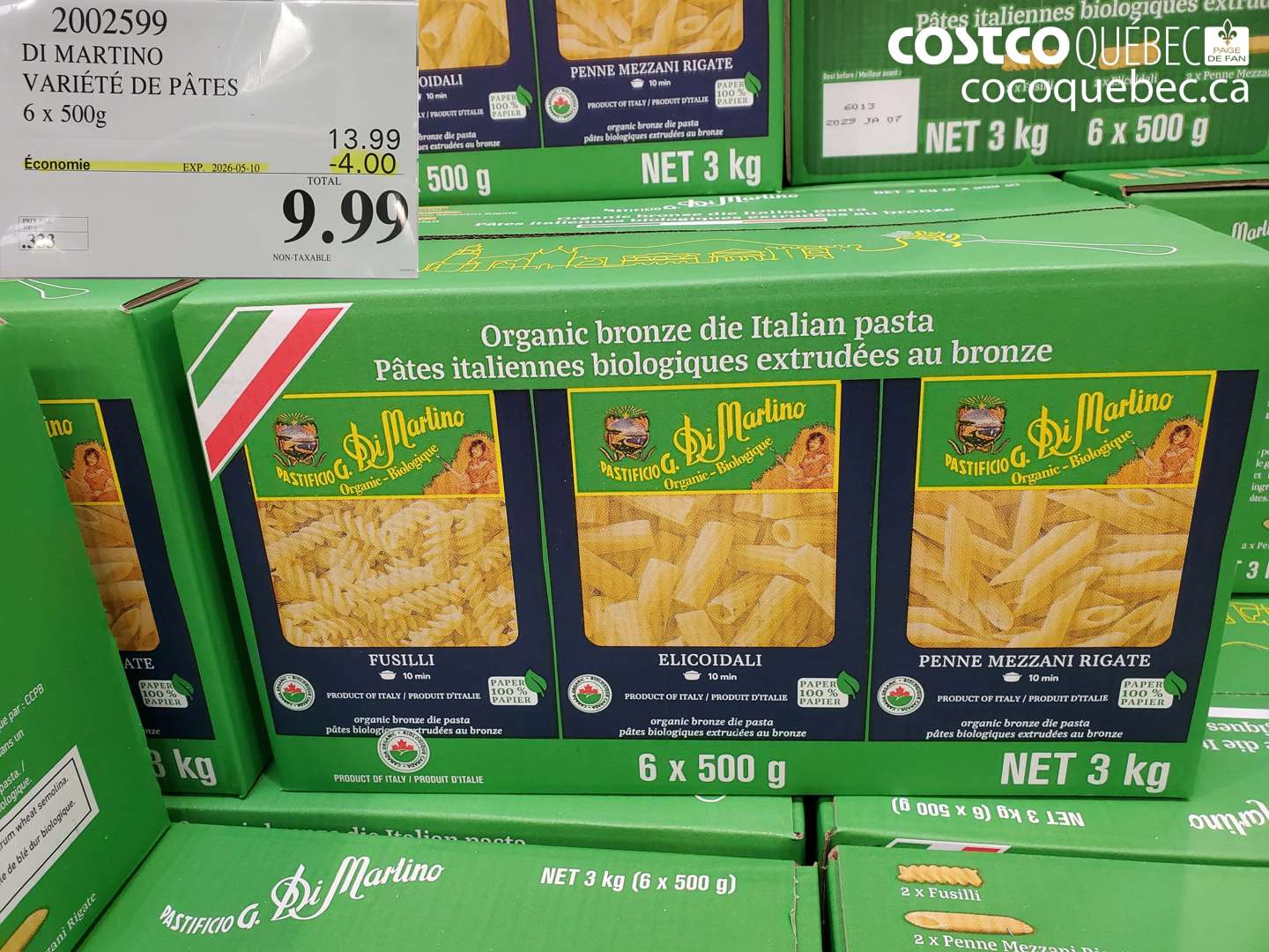 2002599 DI MARTINO VARIÉTE DE PÂTES 6 X 500G ($4.00 INSTANT SAVINGS EXPIRES ON 2026-05-10) $9.99