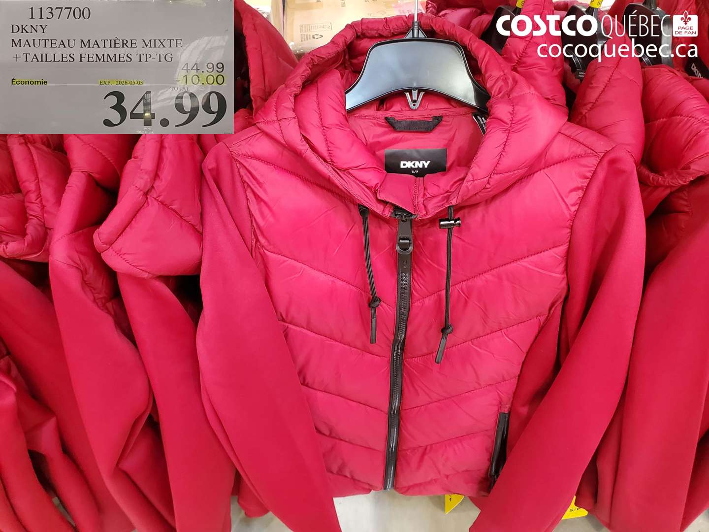 1137700 DKNY MAUTEAU MATIÈRE MIXTE + TAILLES FEMMES TP-TG ($10.00 INSTANT SAVINGS EXPIRES ON 2026-05-03) $34.99