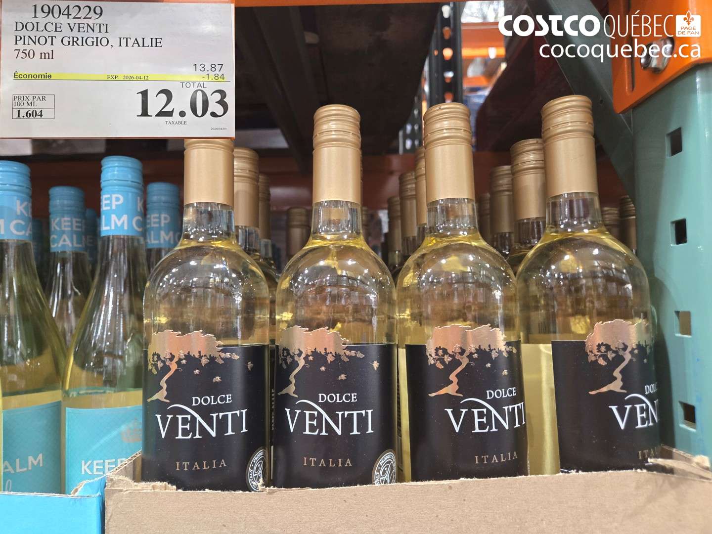 1904229 DOLCE VENTI PINOT GRIGIO, ITALIE 750 ML ($1.84 INSTANT SAVINGS EXPIRES ON 2026-04-12) $12.03