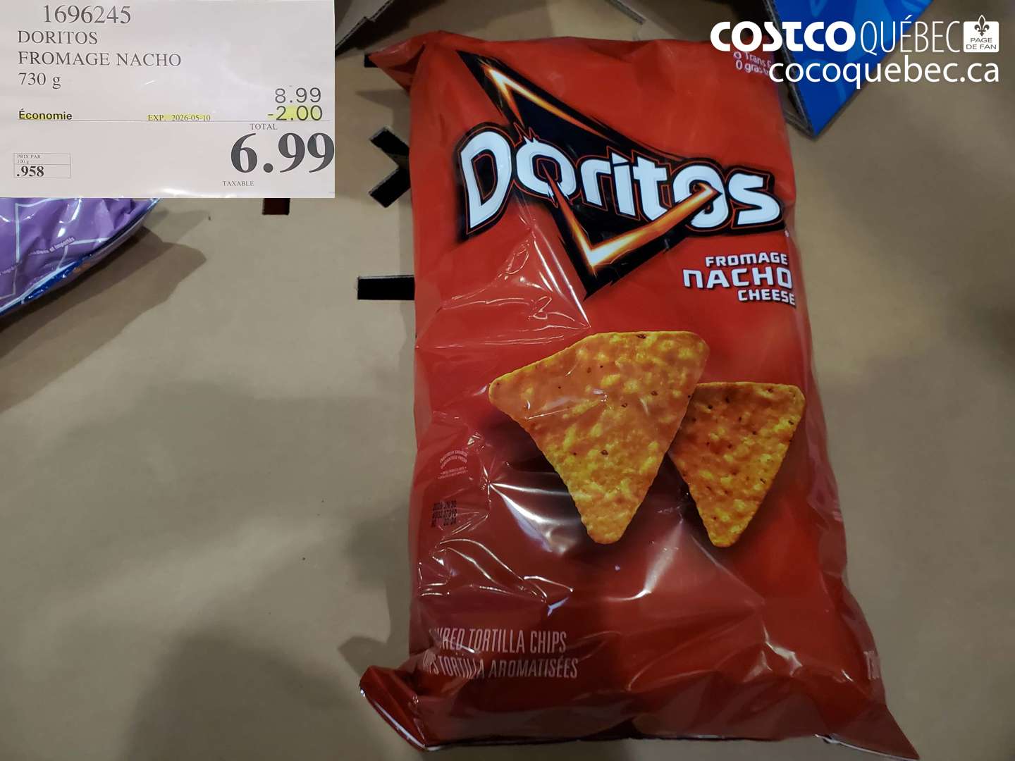 1696245 DORITOS FROMAGE NACHO 730 G ($2.00 INSTANT SAVINGS EXPIRES ON 2026-05-10) $6.99