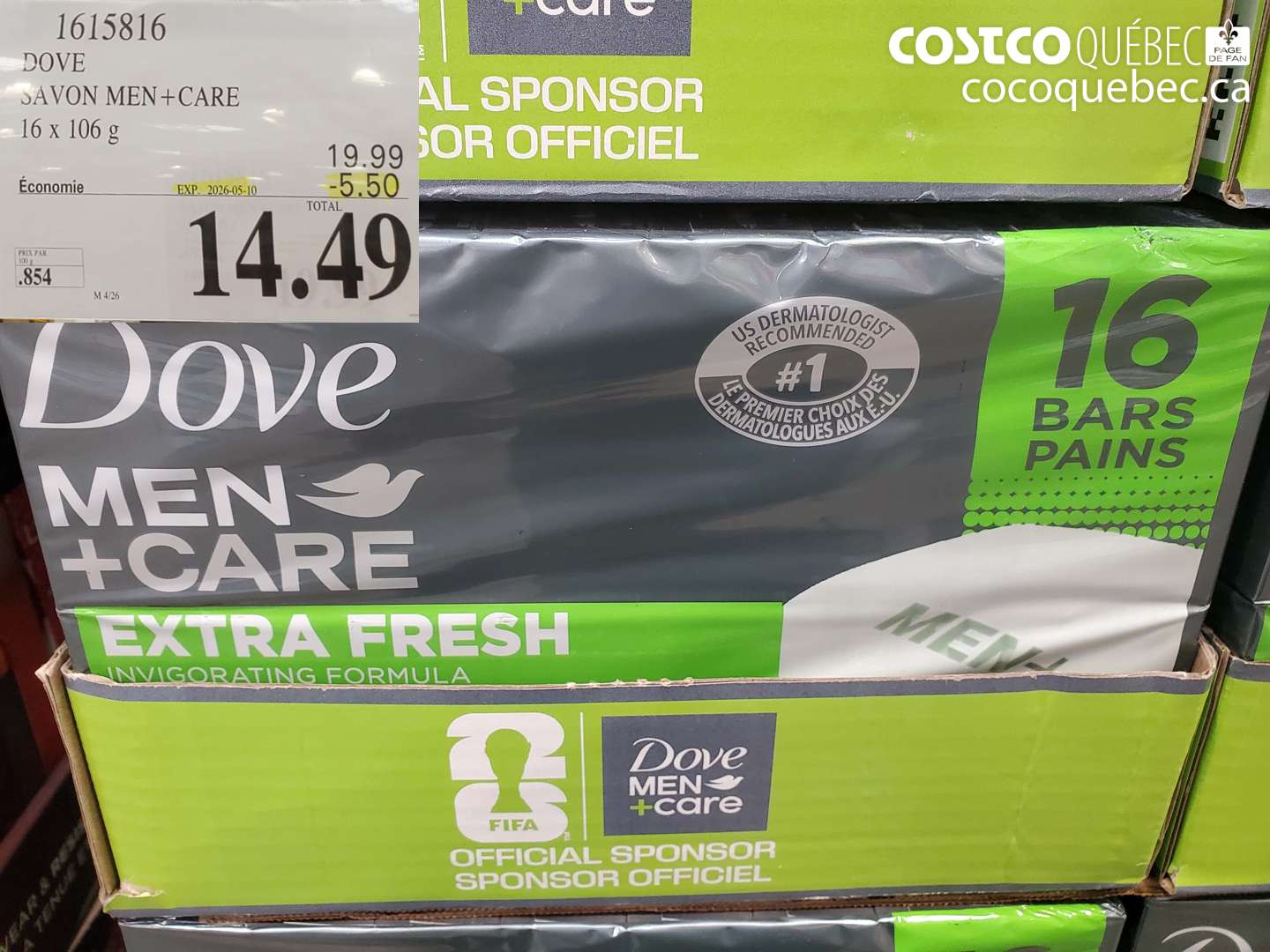 1615816 DOVE SAVON MEN+CARE ($5.50 INSTANT SAVINGS EXPIRES ON 2026-05-10) $14.49