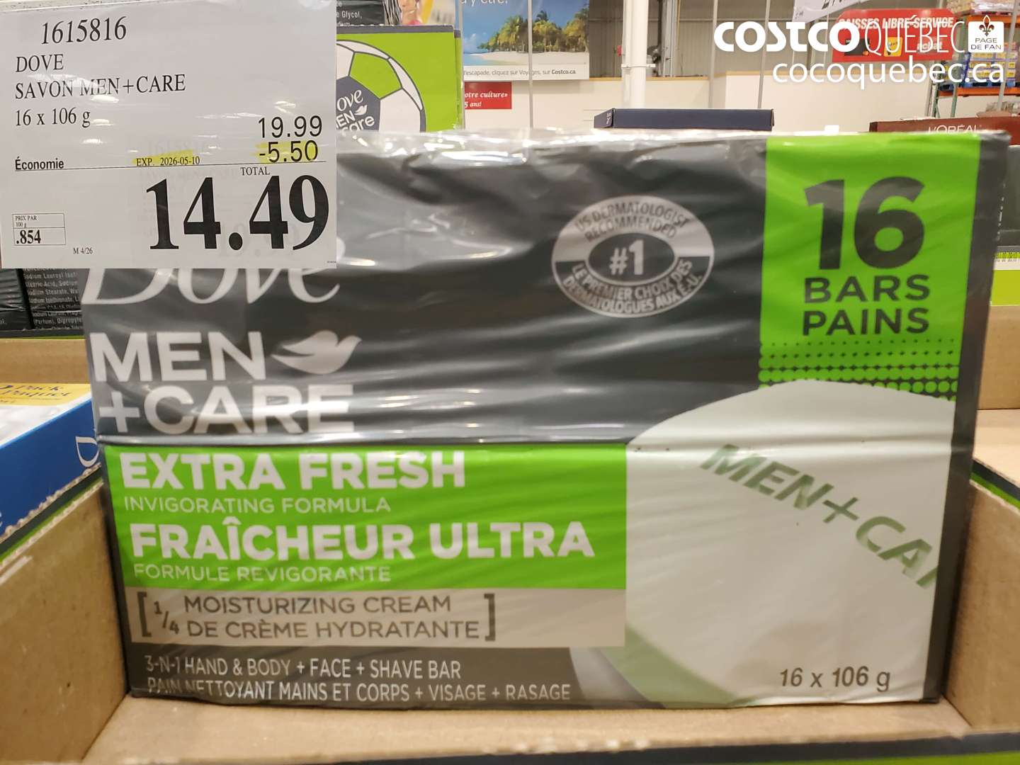 1615816 DOVE SAVON MEN+CARE ($5.50 INSTANT SAVINGS EXPIRES ON 2026-05-10) $14.49