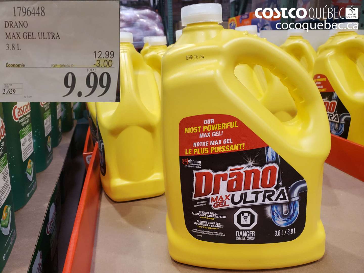 1796448 DRANO MAX GEL ULTRA 3.8 L ($3.00 INSTANT SAVINGS EXPIRES ON 2026-04-12) $9.99