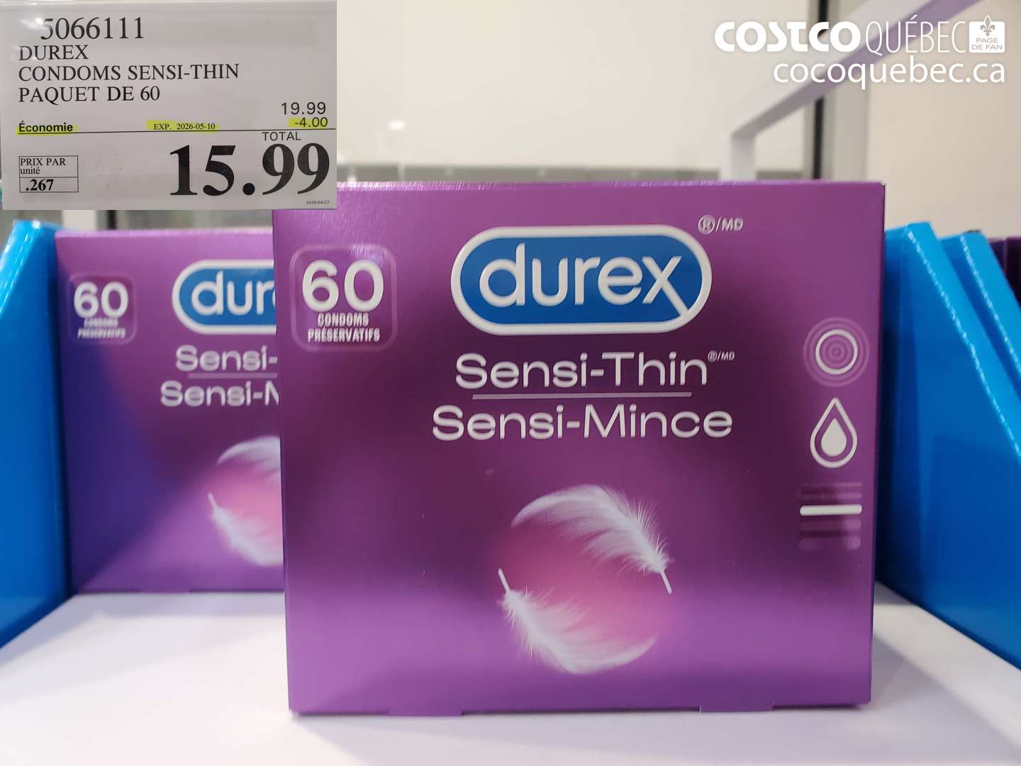 5066111 DUREX CONDOMS SENSI-THIN PAQUET DE 60 ($4.00 INSTANT SAVINGS EXPIRES ON 2026-05-10) $15.99