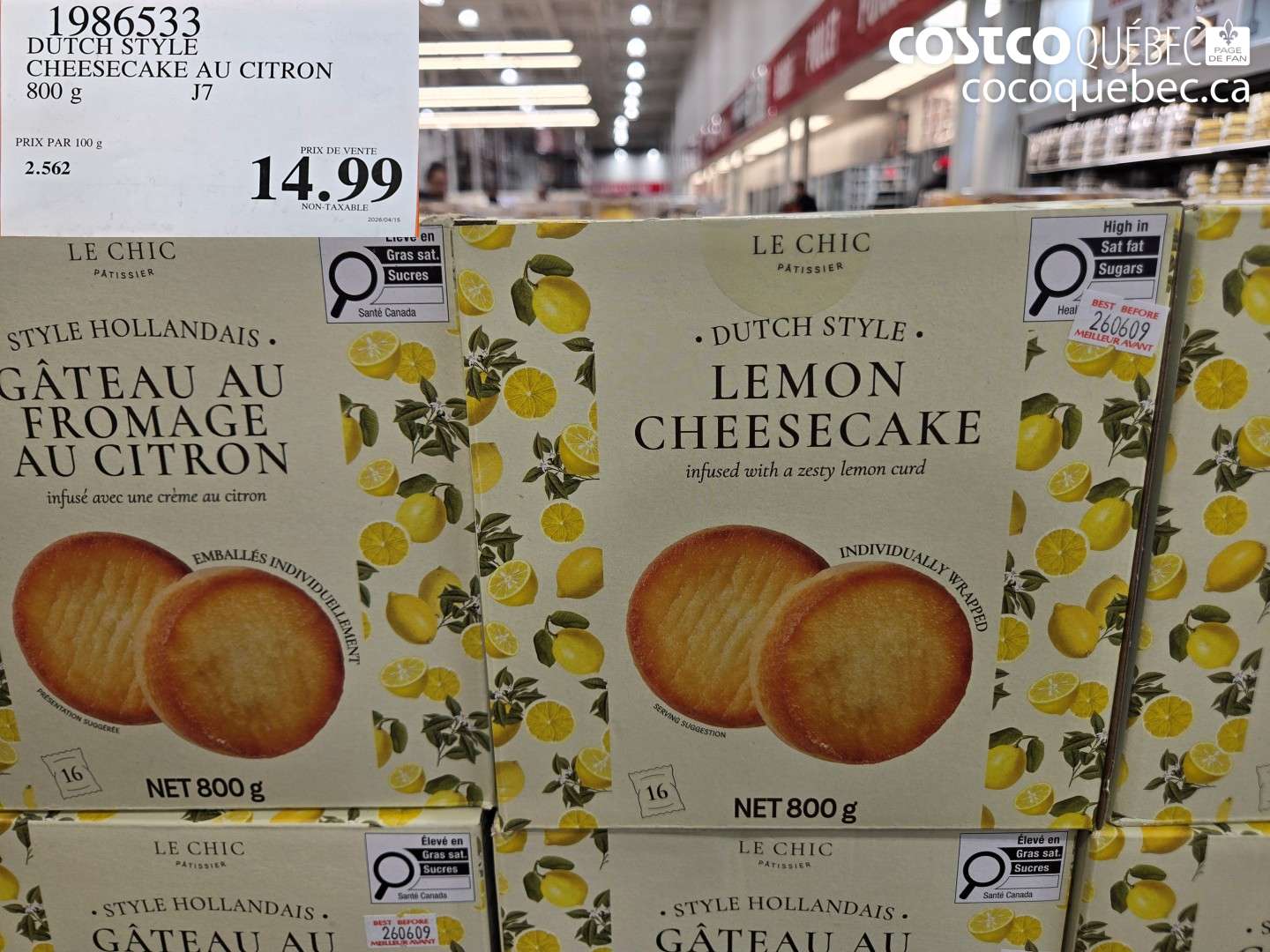 1986533 DUTCH STYLE CHEESECAKE AU CITRON 800 G $14.99