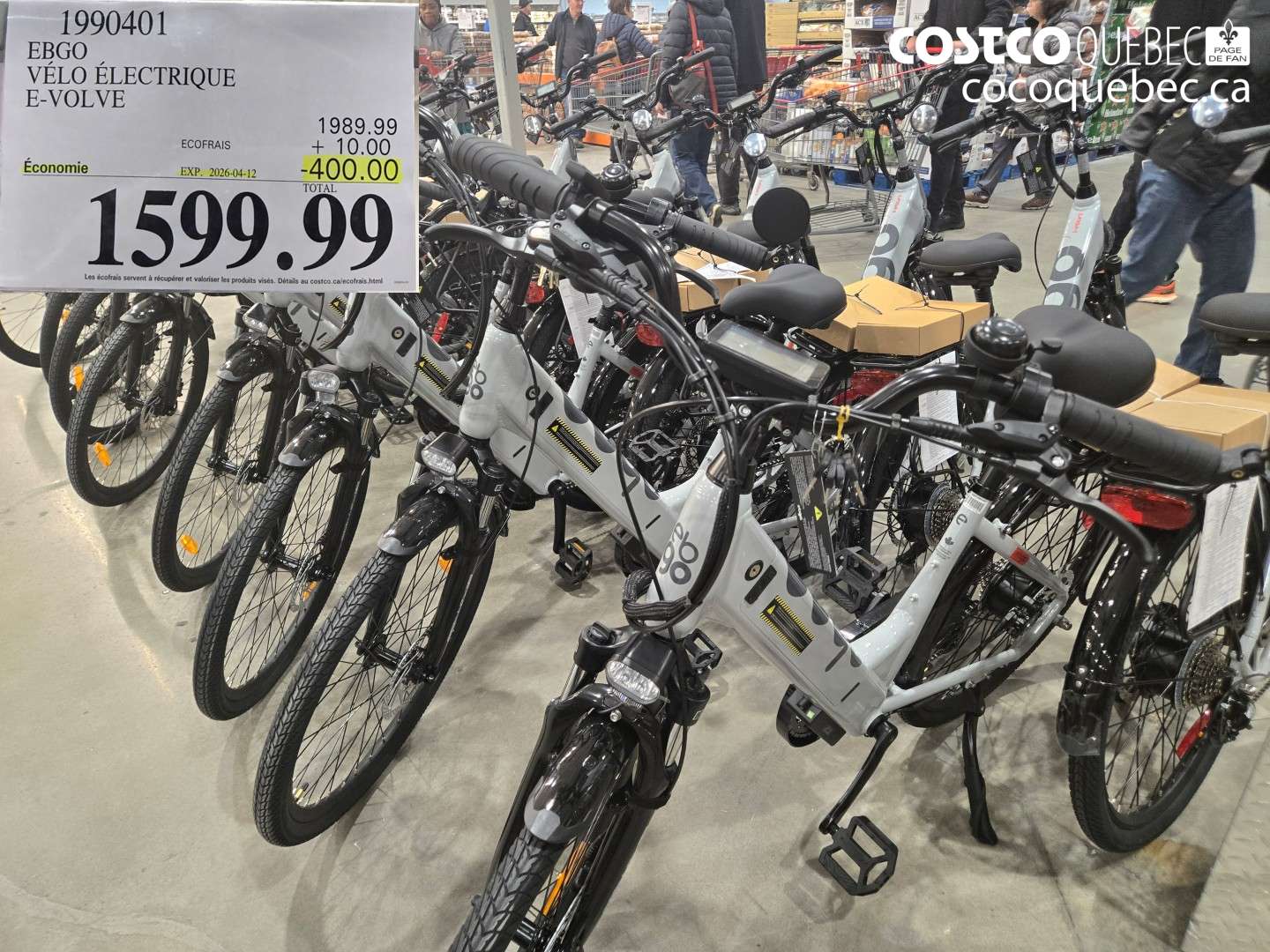 1990401 EBGO VÉLO ÉLECTRIQUE E-VOLVE ($400.00 INSTANT SAVINGS EXPIRES ON 2026-04-12) $1599.99