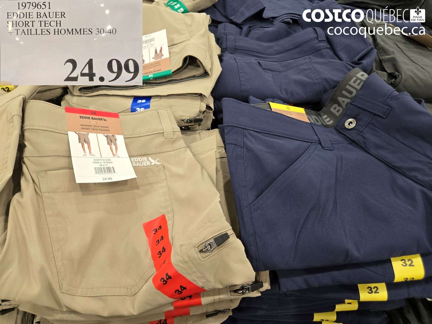 1979651 EDDIE BAUER SHORT TECH + TAILLES HOMMES 30-40 $24.99