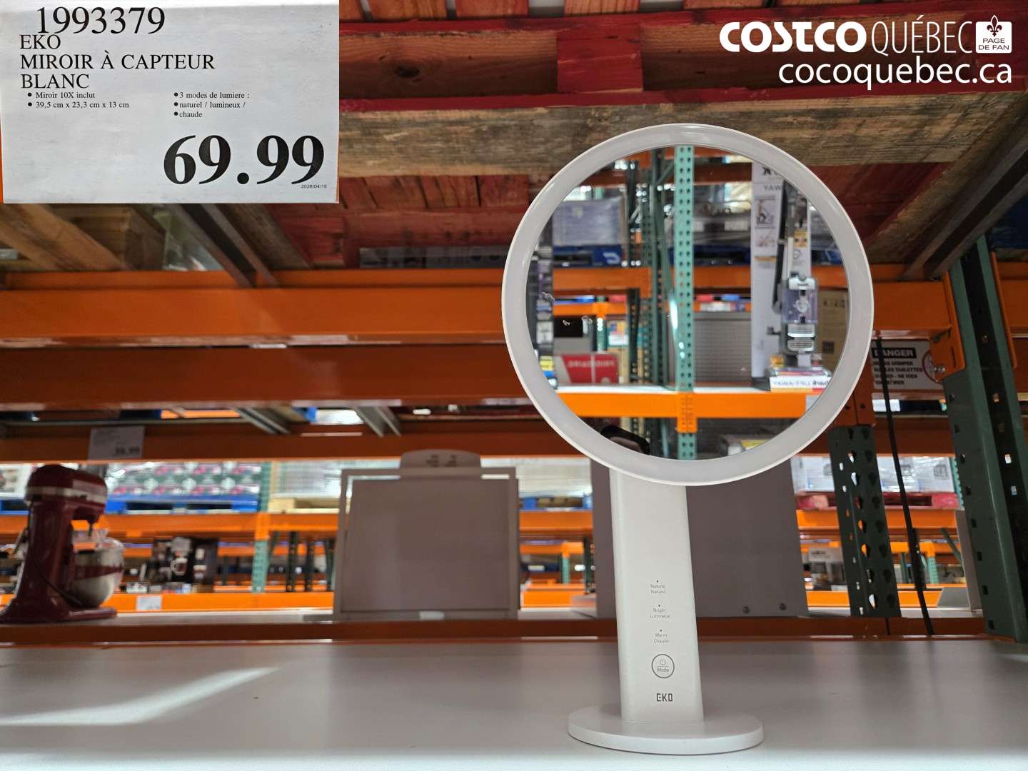 1993379 EKO MIROIR A CAPTEUR BLANC $69.99