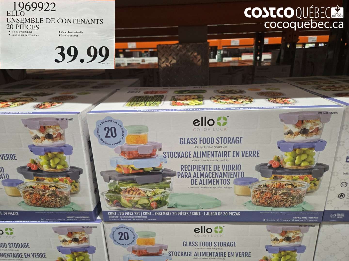 1969922 ELLO ENSEMBLE DE CONTENANTS 20 PIECES $39.99