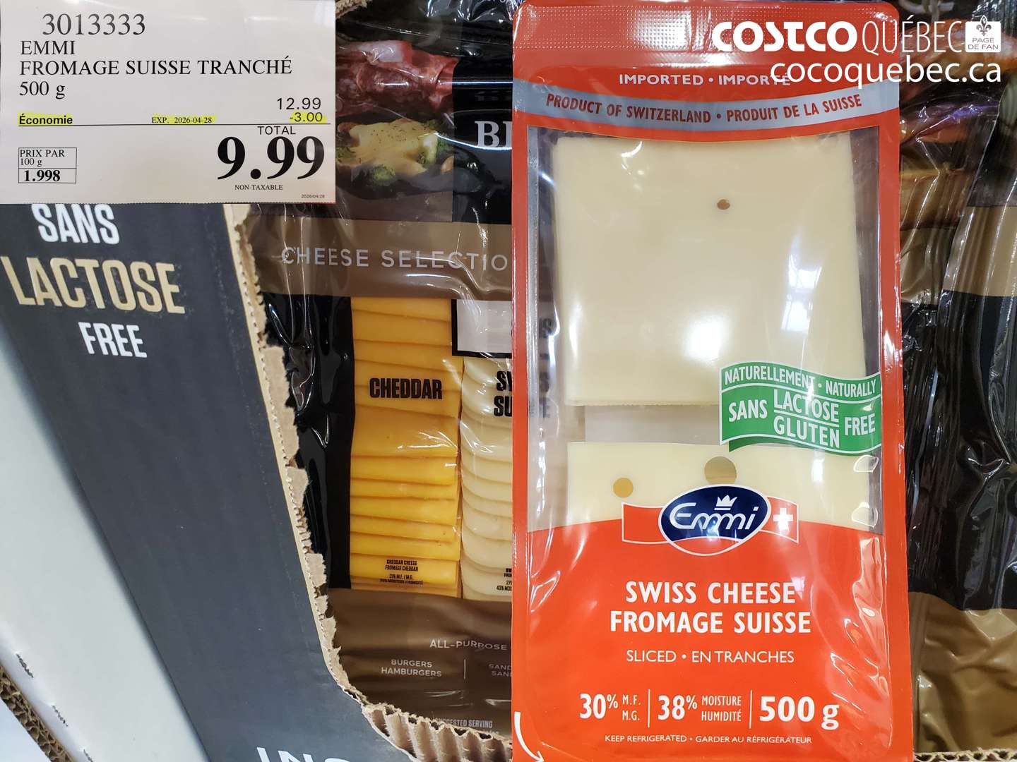 3013333 EMMI FROMAGE SUISSE TRANCHÉ 500 G ($3.00 INSTANT SAVINGS EXPIRES ON 2026-04-28) $9.99