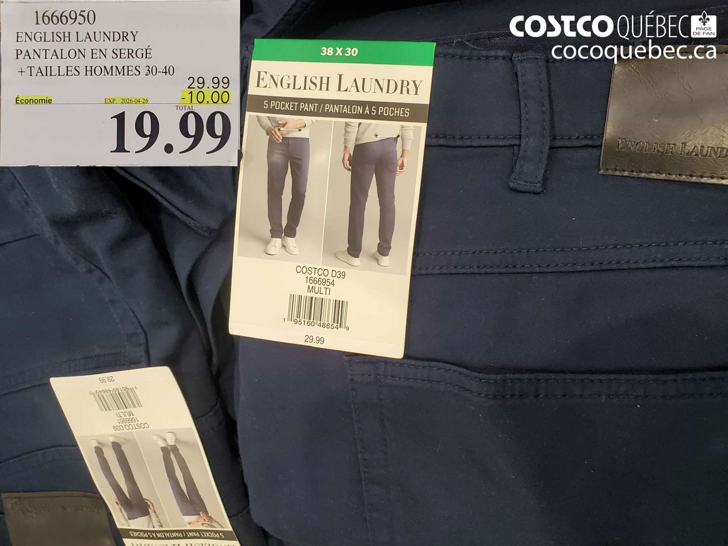 1666950 ENGLISH LAUNDRY PANTALON EN SERGÉ +TAILLES HOMMES 30-40 ($10.00 INSTANT SAVINGS EXPIRES ON 2026-04-26) $19.99