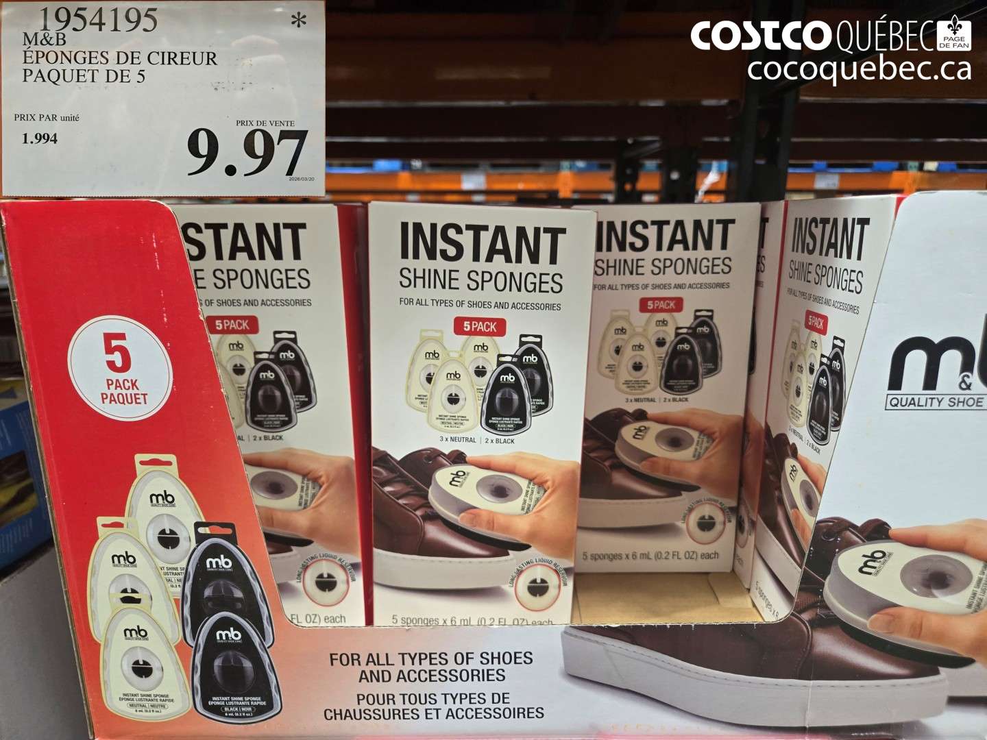 1954195 ÉPONGES DE CIREUR PAQUET DE 5 $9.97