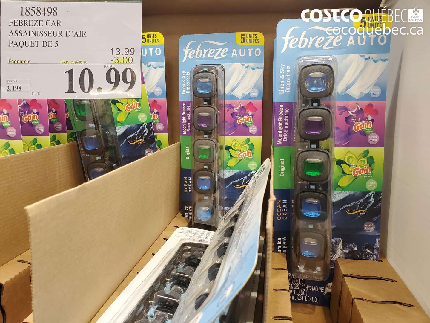 1858498 FEBREZE CAR ASSAINISSEUR D'AIR PAQUET DE 5 ($3.00 INSTANT SAVINGS EXPIRES ON 2026-05-10) $10.99