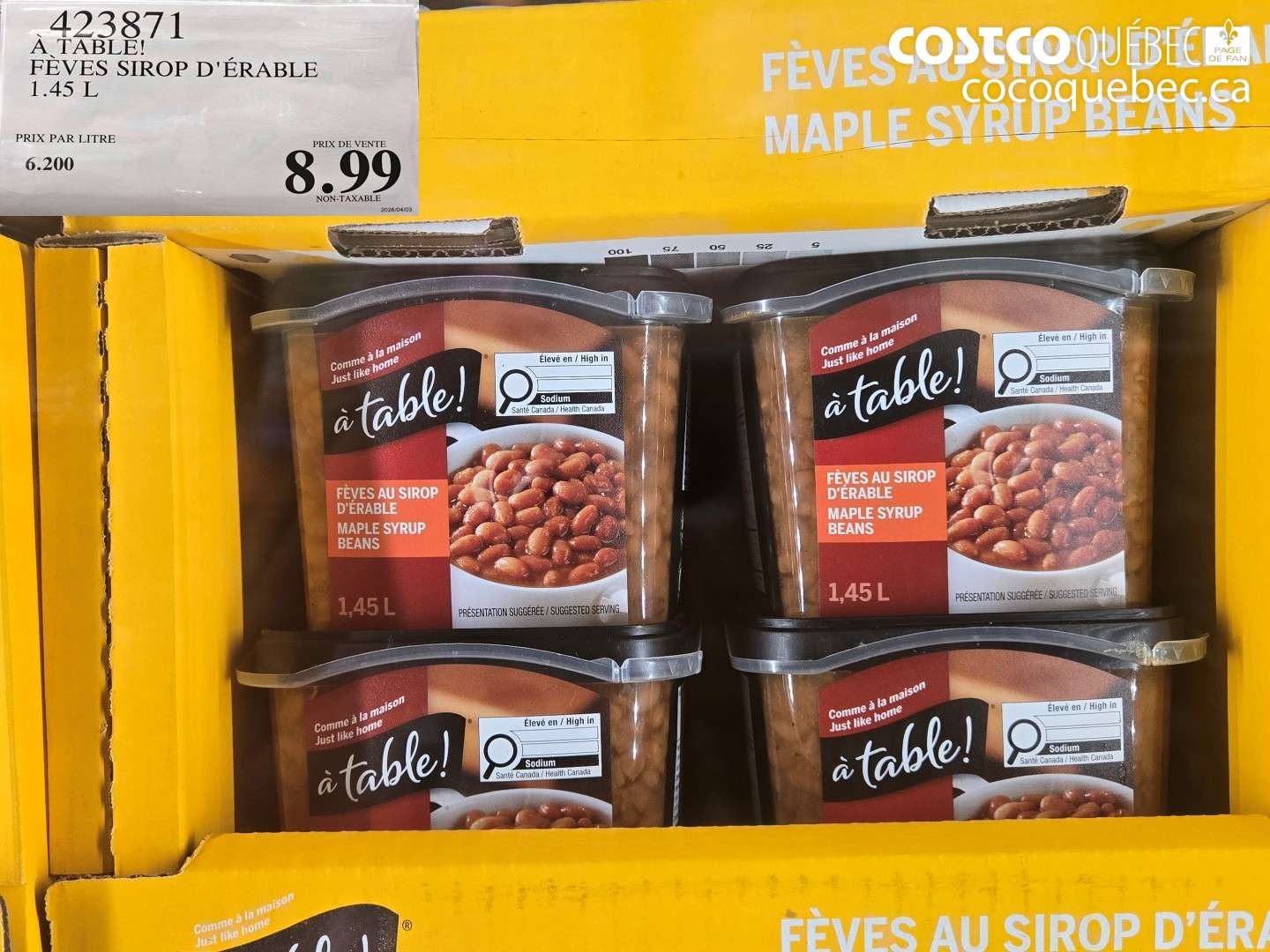 4238711 FÈVES SIROP D'ÉRABLE À TABLE! 1.45 L $8.99