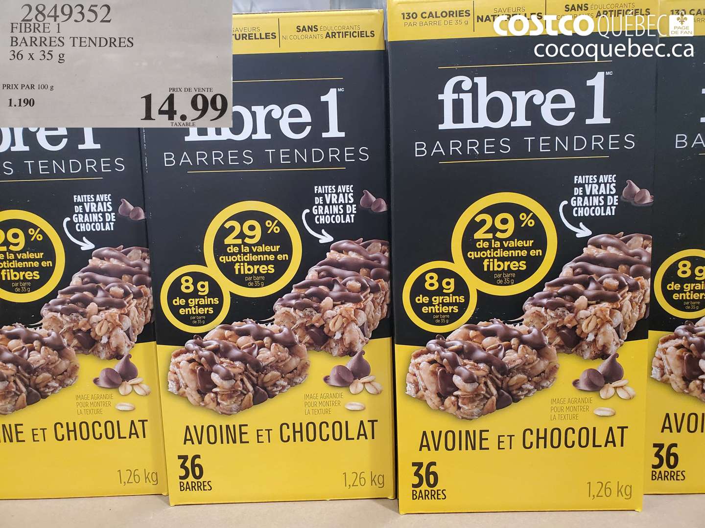 2849352 FIBRE 1 BARRES TENDRES 36 X 35 G $14.99