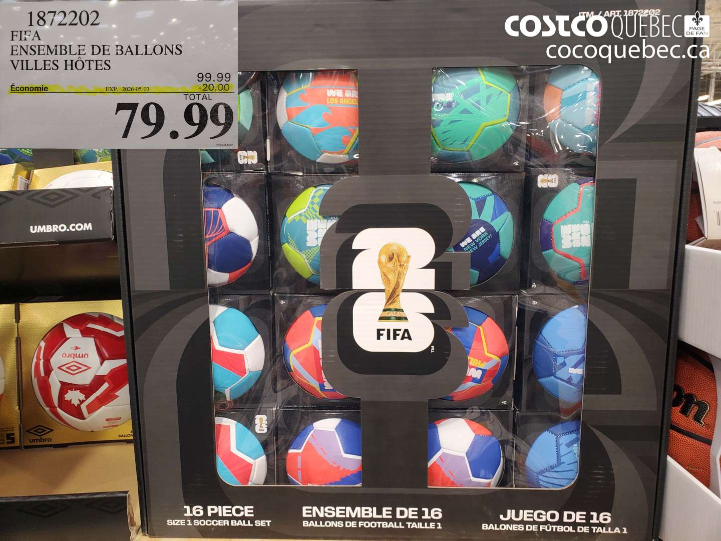 1872202 FIFA ENSEMBLE DE BALLONS VILLES HOTES ($20.00 INSTANT SAVINGS EXPIRES ON 2026-05-03) $79.99