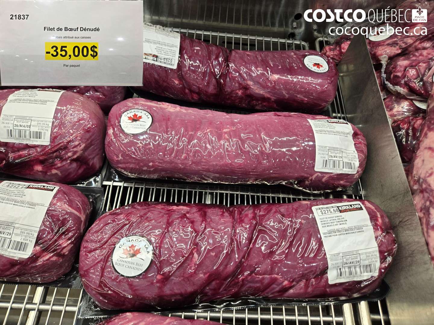 21837 FILET DE BOEUF DENUDE ($35.00 INSTANT SAVINGS)