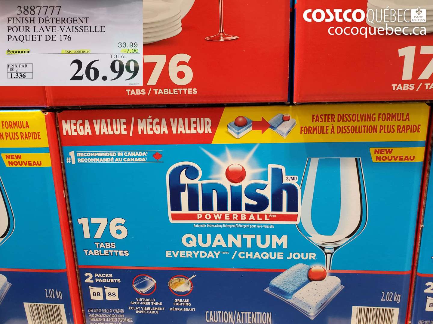 3887777 FINISH DÉTERGENT POUR LAVE-VAISSELLE PAQUET DE 176 ($7.00 INSTANT SAVINGS EXPIRES ON 2026-05-10) $26.99